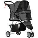Passeggino per Cani Pieghevole 75x45x97 cm con Portabicchieri e Cestino in Tessuto Grigio Carbone   