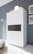 Mobile Alto da Salotto 4 Porte 102x43x162cm TFT  Basic Bianco Lucido Antracite Lucido