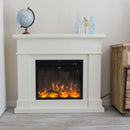 Camino Elettrico da Pavimento 109x102x21,5 cm Effetto Fiamma 1500W Sined Lipari Bianco