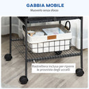 Voliera Gabbia per Pappagallini 62,5x62,5x156 cm in Acciaio Grigio