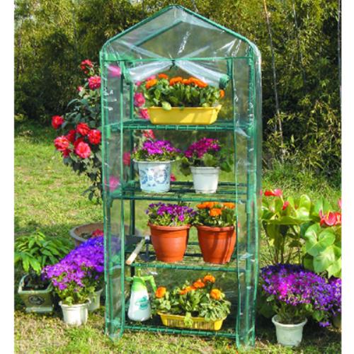 sconto Gewächshaus 69 x 49 x 158 cm aus Aluminium und grünem Bauer-PVC