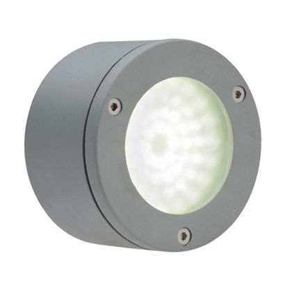 Runde, offene, aluminiumfarbige Außen-Halbeinbauleuchte Route Livos Line online