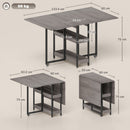 Tavolo Pieghevole da Pranzo a 2 Ribalte 133,4x80x75 cm in Legno e Metallo Grigio  
