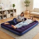 Materasso Matrimoniale Gonfiabile 191x137x22 cm Floccato Ergonomico da Campeggio in PVC Blu      