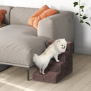 Scaletta per Cani a 4 Gradini 60x35x44 cm con Rivestimento Sfoderabile e Lavabile Marrone      