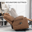 Poltrona Alzapersona Elettrica Massaggiante a 8 Punti 1 Motore 90x101x107 cm in Tessuto Effetto Lino Caffè