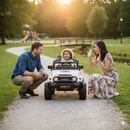 Macchina Elettrica per Bambini Fuoristrada Toyota Fj Cruiser 12V Telecomando Ruote in Gomma e Sedile in Pelle Bianco
