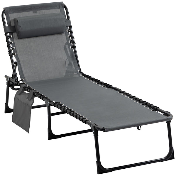 acquista Klappbare Sonnenliege 185 x 58 x 30 cm aus Stahl und grauem Oxford-Stoff