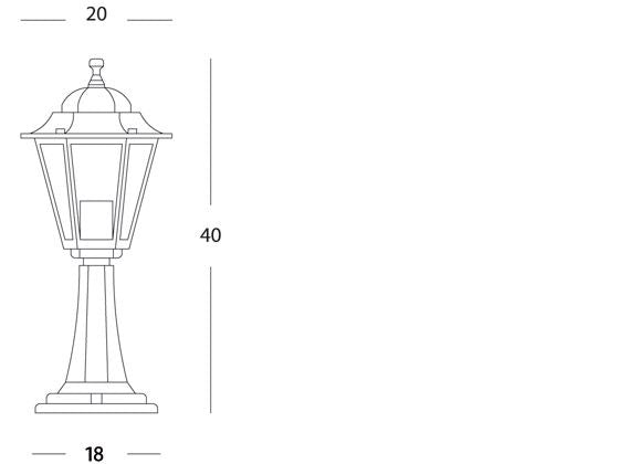 Lampada Palo Paletto da Cancello Colore Nero per Esterno Linea Mini Esagonale Sovil