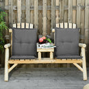 Set 2 Cuscini per Serdie da Giardino 100x48 cm con Schienale Alto in Poliestere Grigio Scuro