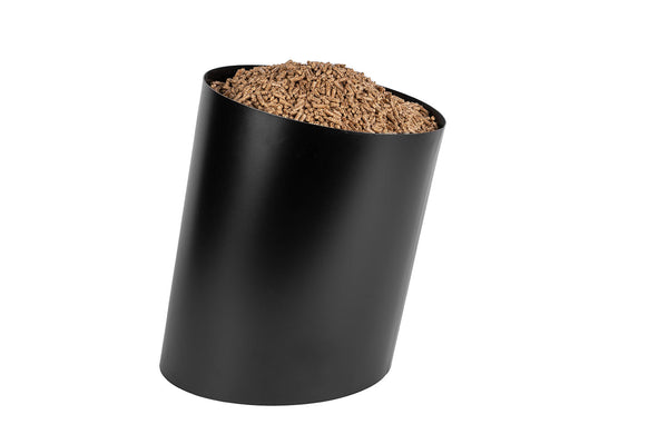 sconto Porta Pellet Inclinato Ø39x50 cm in Ferro Verniciato Grigio Martellato