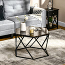 Tavolino da Salotto 81x70x51,2 cm Piano Effetto Marmo in MDF e Acciaio Nero