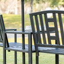 Panchina 2 Posti da Giardino 165x53,5x85,5 cm con Tavolino in Metallo Nero