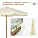 Ombrellone da Giardino con Doppio Tettuccio Ø3,25x2,50m in Legno di Bambù e Poliestere Beige