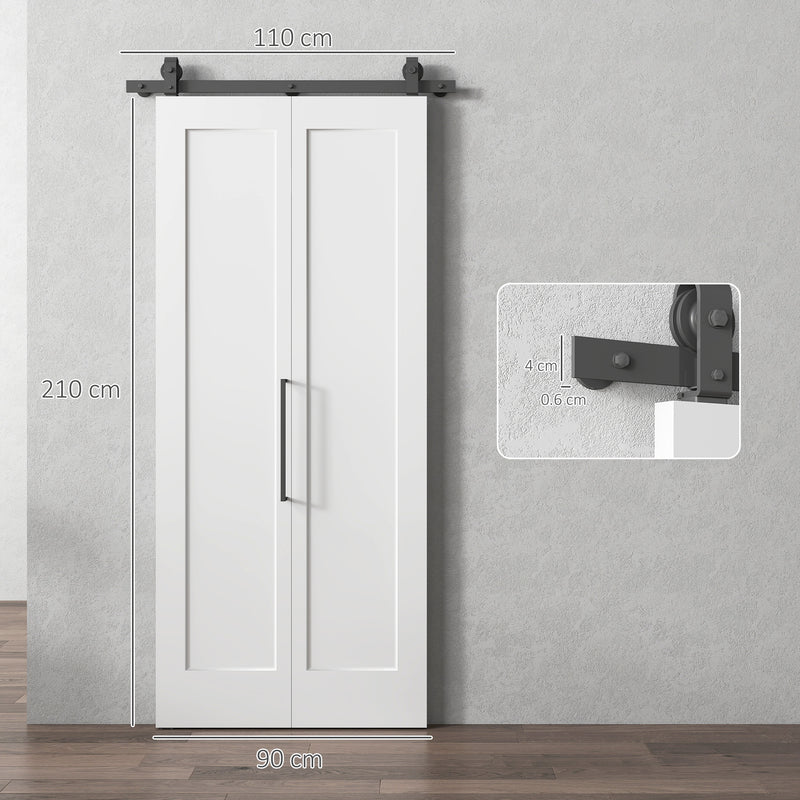 Porta Scorrevole a Libro 90x210 cm con Superficie Verniciabile in MDF e Carbonio Bianco  
