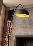 Lampada da Terra 117x36xH183 cm Paralume in Metallo Lucia Paralume nero opaco/oro