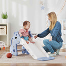 Scivolo per Bambini 1-3 Anni 106x51,5x52 cm con Scaletta Canestro da Basket e Pallone Design Giraffa in PP e PE Blu      