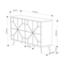 Madia con 4 Ante Credenza Bassa 123x35x77,4 cm Design Geometrico Moderno in Legno Quercia      