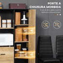 Credenza Mobile Alto Cucina con Armadietti e Ripiani 88x35x160 cm Legno e Nero  