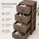 Cassettiera 37x37,5x80cm Pratika Kool Multiuso 4 Cassetti in Plastica Tortora      