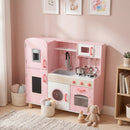 Cucina Giocattolo per Bambini 3+ Anni 90x33,3x91,6 cm con Fornelli Luci e Suoni Forno Microonde e Rubinetto in MDF Rosa      