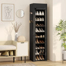 Scarpiera 10 Ripiani 45x30x175 cm Capienza 20 Paia in Tessuto Non Tessuto Nero      