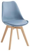 Set 4 Sedie 52x48,5x82 cm in Similpelle e Legno di Faggio Tommy Blu