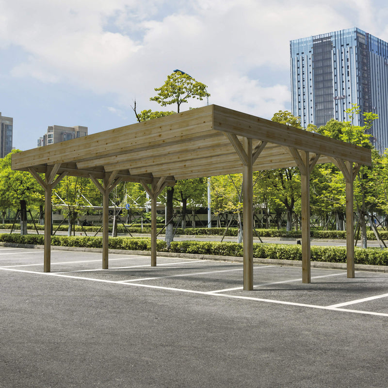 Carpot Box Auto Doppio Senza Copertura 605x512 cm in Legno