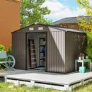 Casetta Box da Giardino Porta Attrezzi 277x195x192 cm con Porte Scorrevoli in Acciaio Marrone 