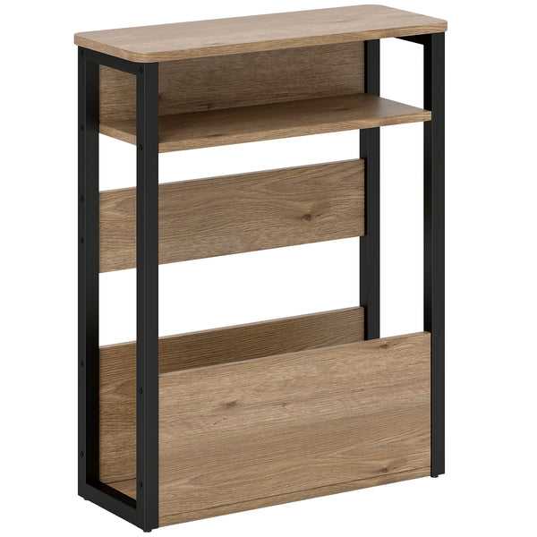 online Tavolino da Soggiorno 46x18x58,5 cm in Stile Industriale con 2 Ripiani in Legno e Metallo Color Noce Scuro