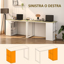 Scrivania Design Compatto 4 Ripiani a Giorno 120x54x75 cm in Legno e Acciaio Bianco e Rovere 