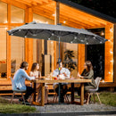 Ombrellone Doppio da Giardino 295x150x219 cm in Acciaio e Poliestere Grigio