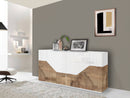 Credenza 4 Ante 220,1x43x86 cm Alien Bianco Lucido e Acero Pereira