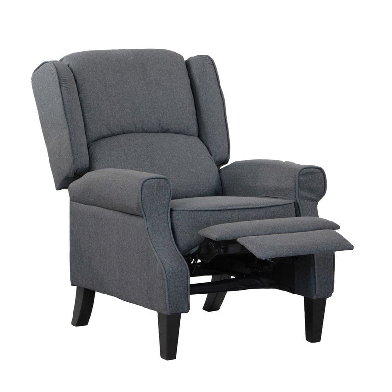 Poltrona Relax Reclinabile 76,5x73x47 cm Push Back in Tessuto Grigio