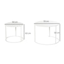 Set 2 Tavoli da Giardino Sovrapponibili Ø70 cm e Ø50 cm in Ferro Bianco
