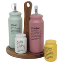 Menage Set Olio Aceto Sale e Pepe  in Gres VdE Tivoli 1996 con Stand