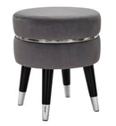 Sgabello Paris Ø35x40,5 cm in Legno Spugna Metallo e Poliestere Grigio Nero e Argento