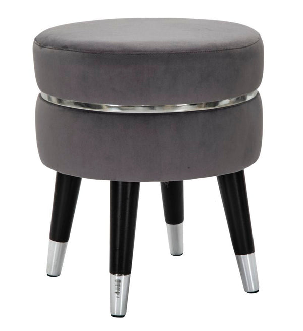 Hocker Paris Ø35x40,5 cm aus Metallschwammholz und Polyester in Schwarzgrau und Silber acquista