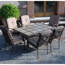 Salotto Completo con 6 Sedie Poltroncine e Tavolo in Vetro per Arredo Giardino Esterno 