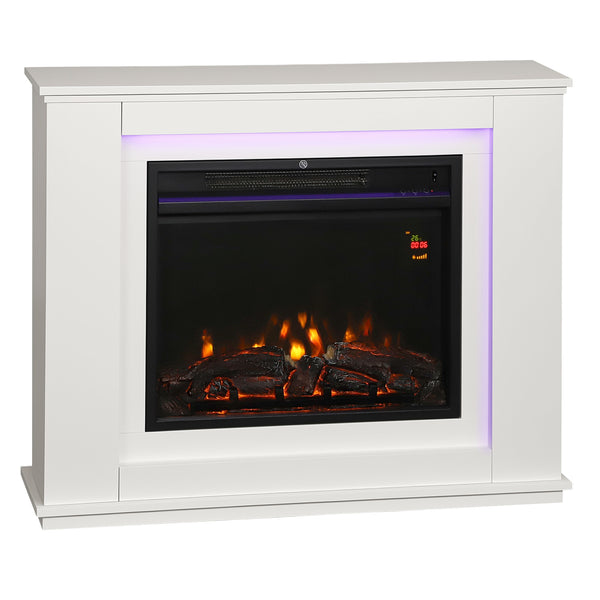 Camino Elettrico da Pavimento 98x25x80 cm con Fiamma a 12 Colori e 5 Luminosità Telecomando e Timer Bianco e Nero online