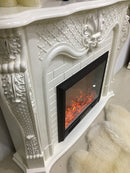 Camino Elettrico da Pavimento 102x120x33 cm Effetto Fiamma 1500W Perla mini Bianco