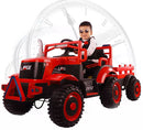 Trattore Elettrico per Bambini 12V con Rimorchio Kidfun Rural Rosso