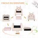 Poltroncina per Bambini con Design a Coniglio 53x47x54,5 cm Gambe in Legno Crema