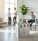 Pattumiera Sistema di Raccolta Rifiuti 90x30xh80 cm In Acciaio Inox 3 Scomparti Argento