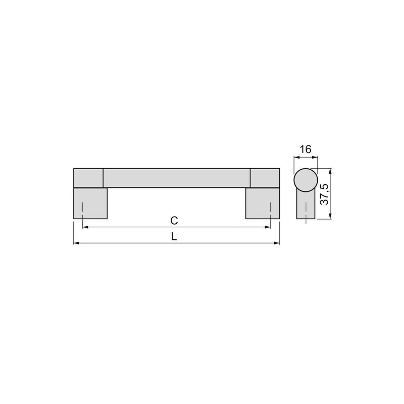 Maniglie per Mobile 16 mm Interasse 192 mm Acciaio Nichel Satinato 20 Pezzi Emuca