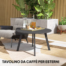 Tavolino da Giardino Rotondo in Stile Industriale Ø70x42 cm in Metallo Nero  