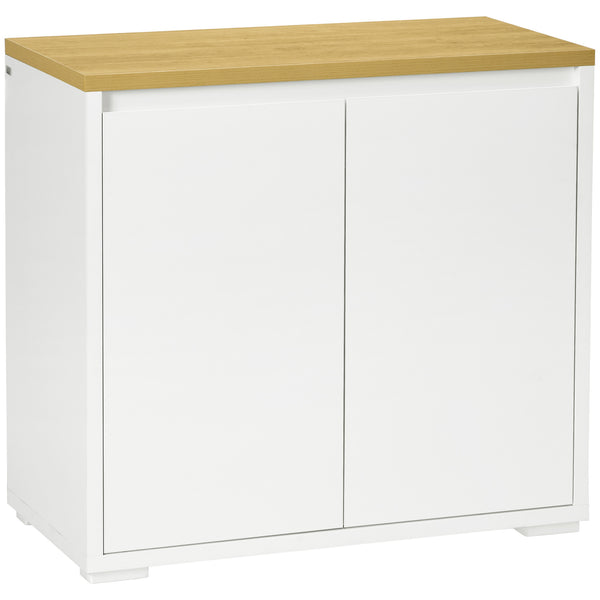 sconto Mobile Multiuso 2 Ante 80x37x75 cm in Truciolato Bianco e Legno Naturale