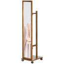 Specchio da Camera e Ingresso con Ripiano Inferiore e Binario 35,5x49,5x167,8 cm in Legno e Vetro 