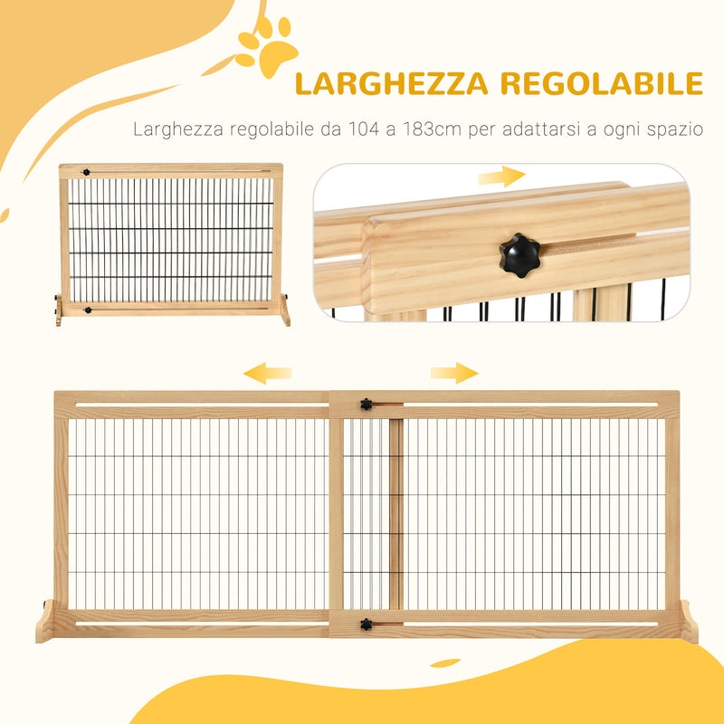 Cancelletto di Sicurezza per Cani 104-183x36x69 cm Estensibile in Legno