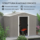 Casetta Box da Giardino con Doppia Porta Scorrevole 236x174x190 cm in Lamiera di Acciaio Grigio  